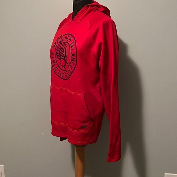 New Balance Men's Red Long Sleeve Pocket Pullover Hoodie - Picture 4 of 7